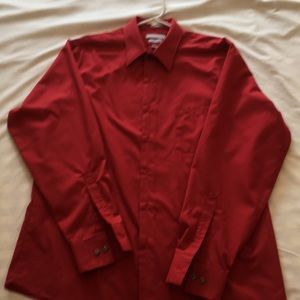 Red dress shirt 65% polyester 35% cotton